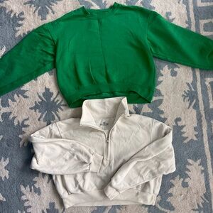Bundle of cropped sweatshirts quarter zip and crewneck (Zara & hollister)
